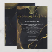Black & Gold Marb Unterkunft Einladung (Vorne/Hinten)