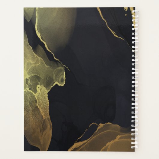 Black & Gold Marble 3 Ring Binder Planer (Rückseite)