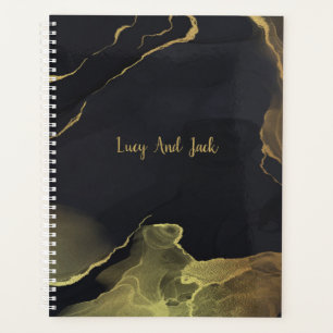 Black & Gold Marble 3 Ring Binder Planer