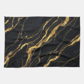 Black Gold Marble Elegant Modern Aesthetic Geschirrtuch (Horizontal)
