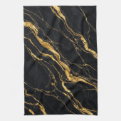 Black Gold Marble Elegant Modern Aesthetic Geschirrtuch (Vertikal)