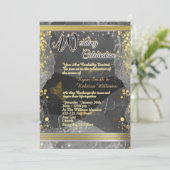 Black & Gold Marble Flat Card  (Stehend Vorderseite)
