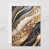 Black Gold Marble Glitter Elegant Wedding Einladung (Rückseite)