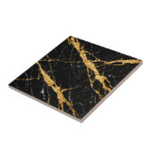 Black Gold Marble Luxe Pattern Fliese (Seite)