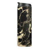 Black & Gold Marmor 2, Gold Box, Name & Monogramm Thermosbecher (Nach rechts gedreht)