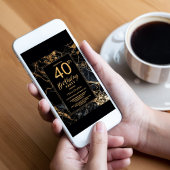 Black Gold Marmor 40. Geburtstag Party Einladung