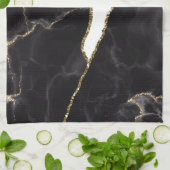 Black Gold Marmor Agate Glam Geschirrtuch (Gefaltet)