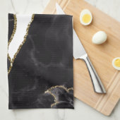Black Gold Marmor Agate Glam Geschirrtuch (Viertel Falte)
