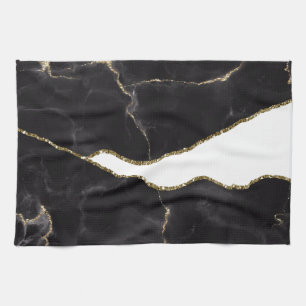 Black Gold Marmor Agate Glam Geschirrtuch