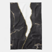 Black Gold Marmor Agate Glam Geschirrtuch (Vertikal)