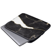 Black Gold Marmor Agate Glam Laptopschutzhülle (Vorne Knopf)