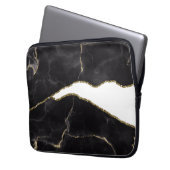 Black Gold Marmor Agate Glam Laptopschutzhülle (Vorderseite Links)