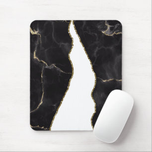 Black Gold Marmor Agate Glam Mousepad