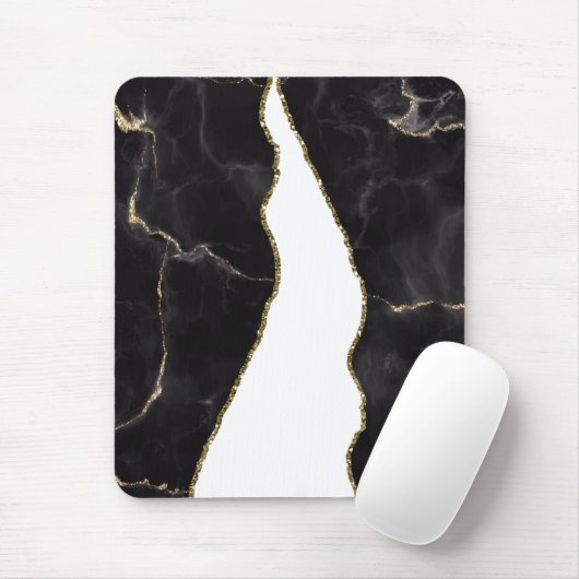 Black Gold Marmor Agate Glam Mousepad (Mit Mouse)