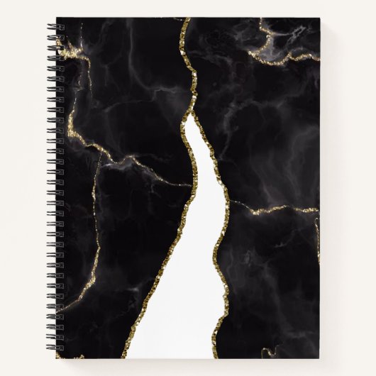 Black Gold Marmor Agate Glam Notizblock (Vorderseite)