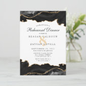 Black Gold Marmor Agate Moderne Probe Abendessen i Einladung (Stehend Vorderseite)