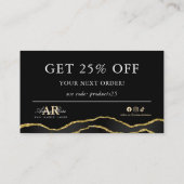 Black & Gold Marmor Agate Schönheit Danke Karte (Rückseite)