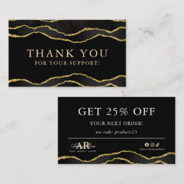 Black & Gold Marmor Agate Schönheit Danke Karte