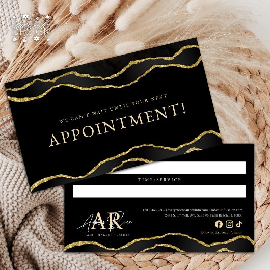 Black & Gold Marmor Agate Schönheit Ernennung Visitenkarte