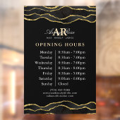 Black & Gold Marmor Agate Schönheitssalon Stunden Fensteraufkleber (Blatt 2)