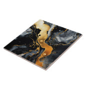 Black Gold Marmor Alkohol Tinte Abstrakt Fliese (Seite)