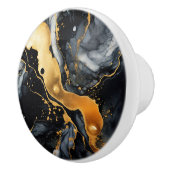 Black Gold Marmor Alkohol Tinte Abstrakt Keramikknauf (Rechts)