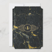 Black Gold Marmor Art Deco Hochzeit Einladung (Rückseite)