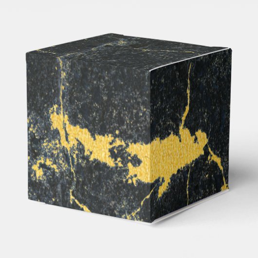 Black Gold Marmor Art Deco Hochzeit Geschenkschachtel (Rückseite)