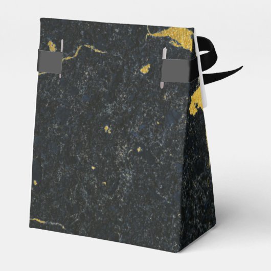 Black Gold Marmor Art Deco Hochzeit Geschenkschachtel (Rückseite)