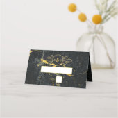 Black Gold Marmor Art Deco Hochzeit Platzkarte (Vorderseite)