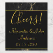 Black & Gold Marmor Cheers Weinetikett (Einzelnes Label)