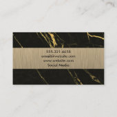 Black Gold Marmor | Dunkel-metallisch gebürstet Visitenkarte (Rückseite)
