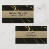 Black Gold Marmor | Dunkel-metallisch gebürstet Visitenkarte (Vorne/Hinten)