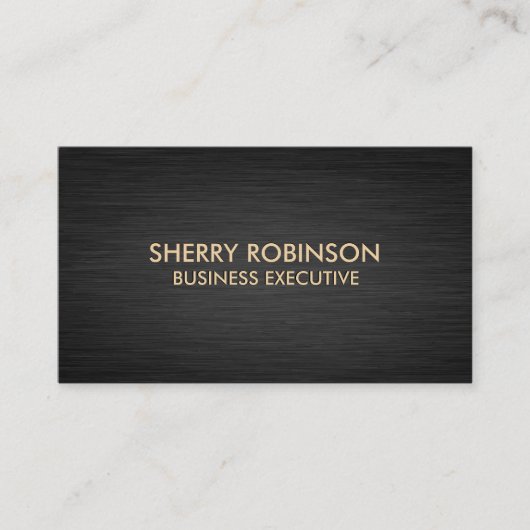 Black Gold Marmor | Dunkel-metallisch gebürstet Visitenkarte (Vorderseite)