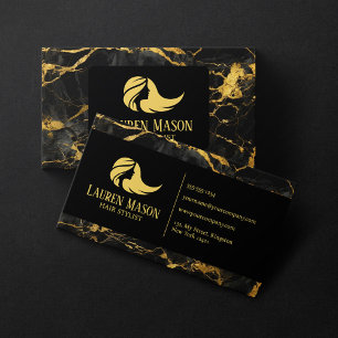 Black Gold Marmor Friseur Haarstylist Salon Visitenkarte