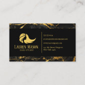 Black Gold Marmor Haar Stylist Friseur Salon Visitenkarte (Vorderseite)