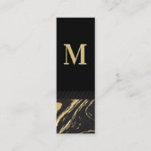 Black Gold Marmor | Klassisches Monogramm Mini Visitenkarte (Vorderseite)