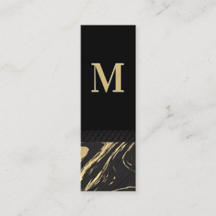 Black Gold Marmor Klassisches Monogramm Mini Visitenkarte
