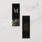 Black Gold Marmor | Klassisches Monogramm Mini Visitenkarte