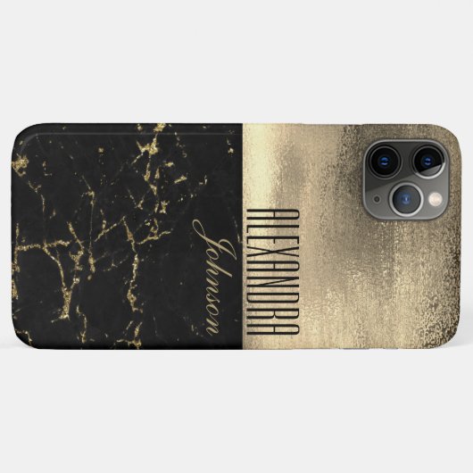 Black Gold Marmor Luxus Name Case-Mate iPhone Hülle (Rückseite (Horizontal))