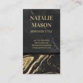 Black Gold Marmor | Monogramm | Eisblau Visitenkarte (Rückseite)