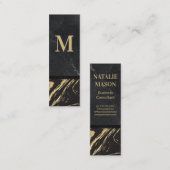 Black Gold Marmor | Monogramm mit Gravur Mini Visitenkarte (Vorne/Hinten)