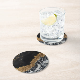 Black Gold Marmor Runder Pappuntersetzer
