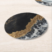 Black Gold Marmor Runder Pappuntersetzer (Angewinkelt)