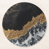 Black Gold Marmor Runder Pappuntersetzer (Vorderseite)