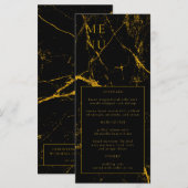 Black Gold Marmor Texture Wedding Menü Menükarte (Vorne/Hinten)