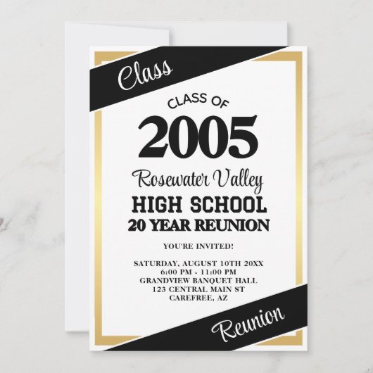 Black Gold Mascot Class Wiedersehen Einladung (Vorderseite)