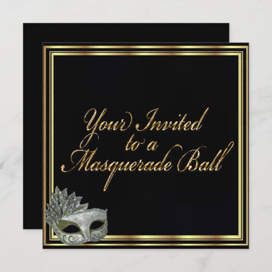 Black Gold Masquerade Ball Einladung Collection (Vorne/Hinten)
