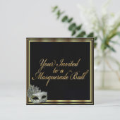 Black Gold Masquerade Ball Einladung Collection (Stehend Vorderseite)