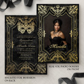 Black Gold Masquerade Foto Quinceanera Folieneinladung